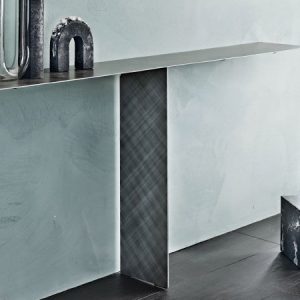 TEE CONSOLE – Minimalistic and contemporary console, crafted by steel sheet and a sophisticated brushed finish. By Cattelan Italia.