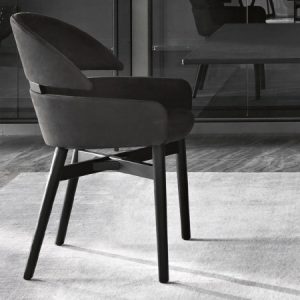 LLOYD CHAIR – Solid wood structure chair with upholstered seat and backrest in leather or nubuck. By Fiam Italia.