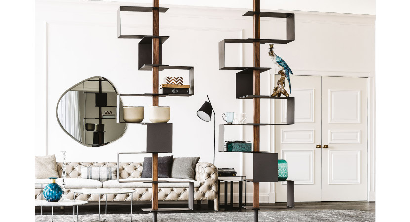 TOKYO BOOKCASE – Modern ceiling-hanging design bookcase to be placed in the centre of the room. By Cattelan Italia.