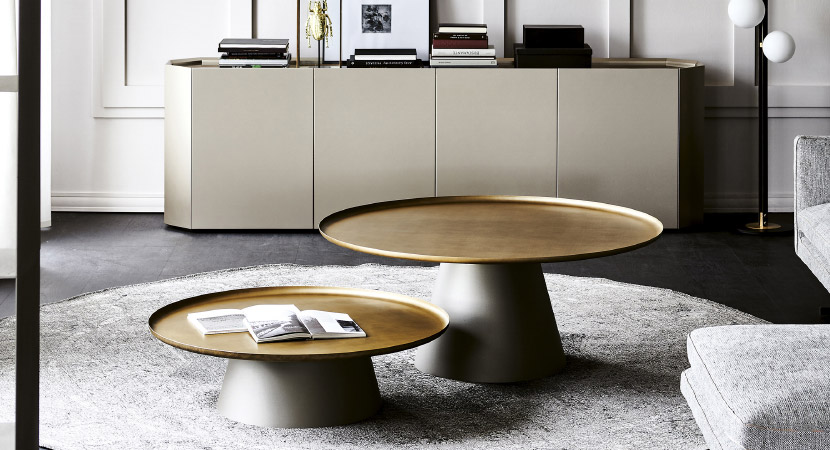 AMERIGO COFFEE TABLES – Modern round coffee tables, consisting of two simple overlapping and forming different layers to provide dynamism and elegance. By Cattelan Italia.