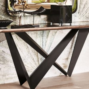 WESTIN KEKRAMIK PREMIUM CONSOLE – Contemporary entryway console with ceramic top and a structural artistic base.